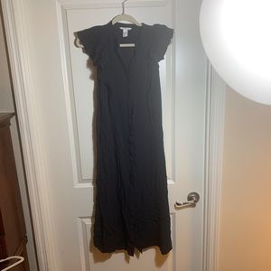 H&M Ruffled Navy Midi Dress Size 2